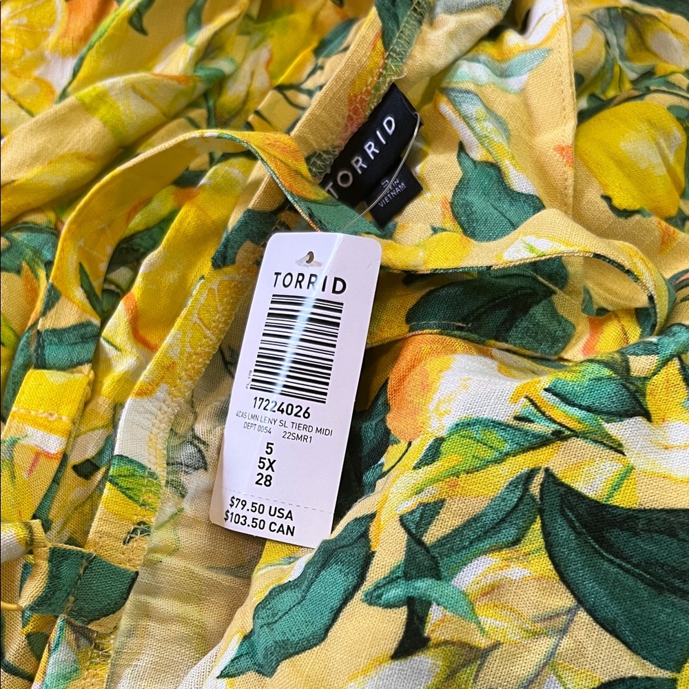 Torrid Yellow Floral Midi Sundress W/ Pockets!!! Sz 5x - Picture 6 of 6